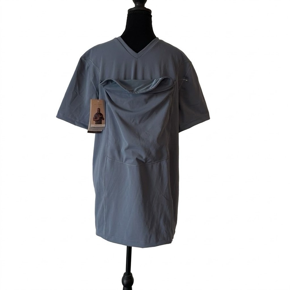 NWT Men's LARGE Lalabu Dad V-Neck Shirt Babywearing Kangaroo PouchUtility